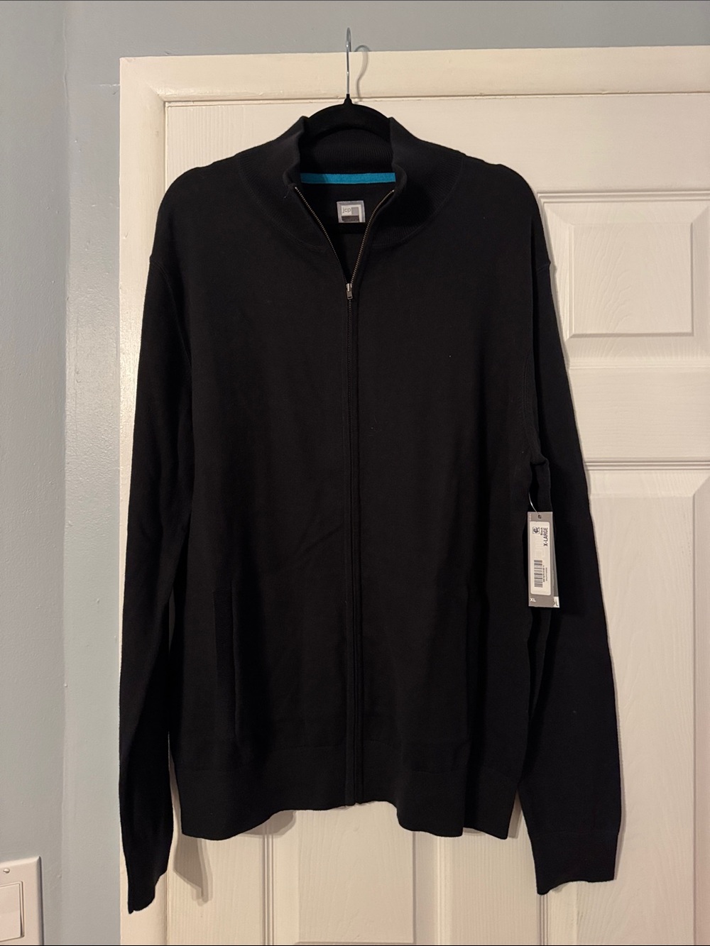 jcpenney Men's Black Full-Zip Stand-Collar Sweater